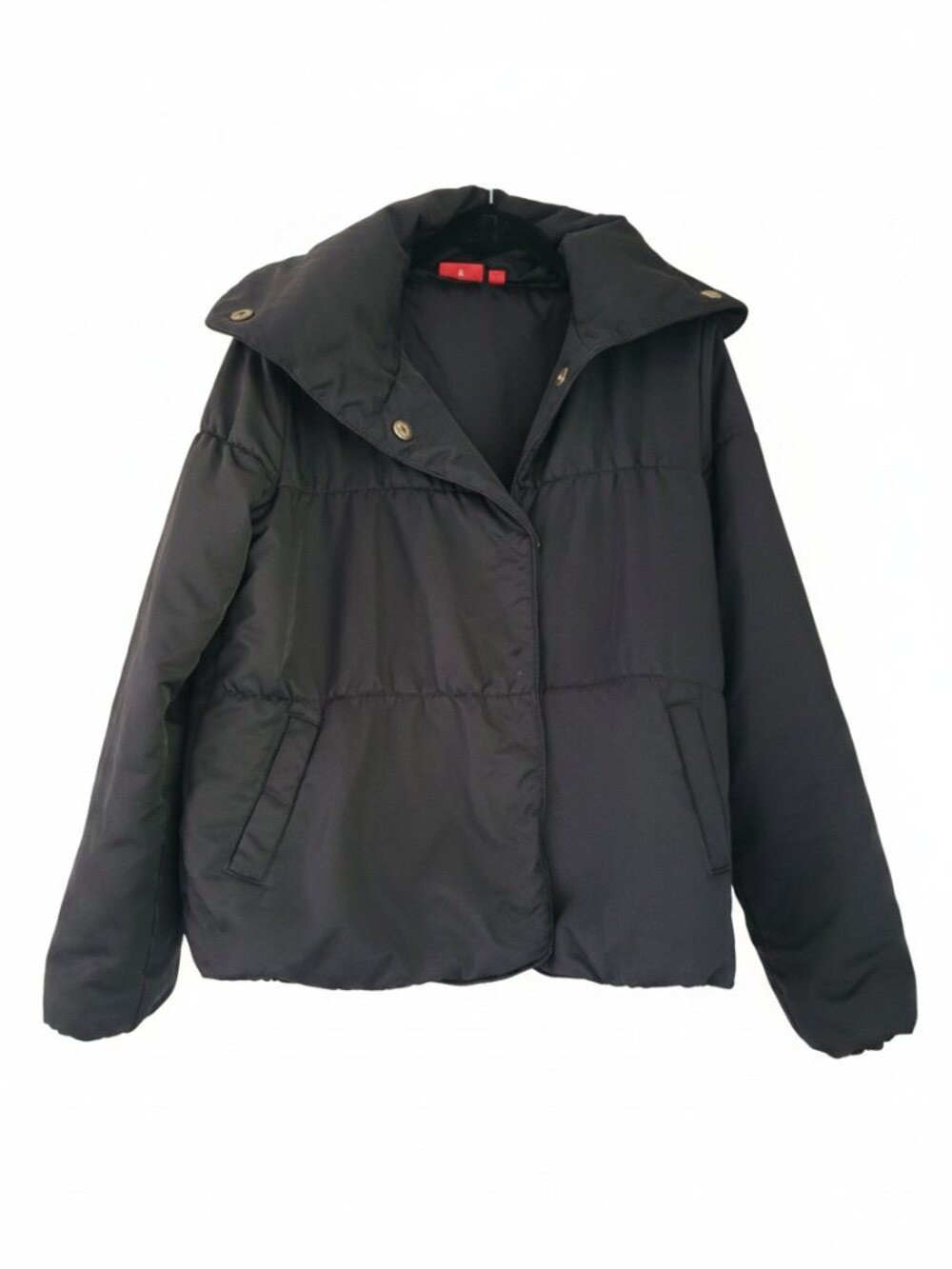 Puma Women's Oversized Lapel Puffer Jacket Black Ski Chic Winter Coat Size L